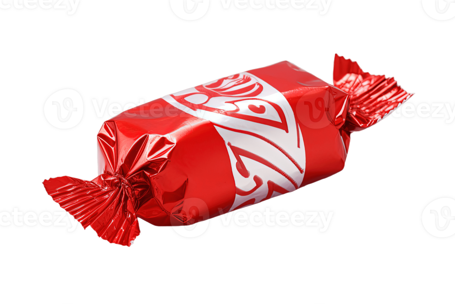 Red wrapper candy isolated on transparent background. PNG file, cut out. AI Generated