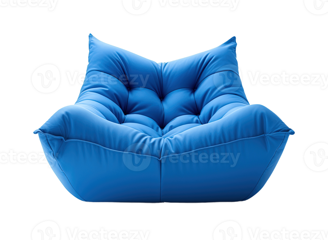Blue bean bag chair isolated on transparent background. PNG file, cut out. AI Generated