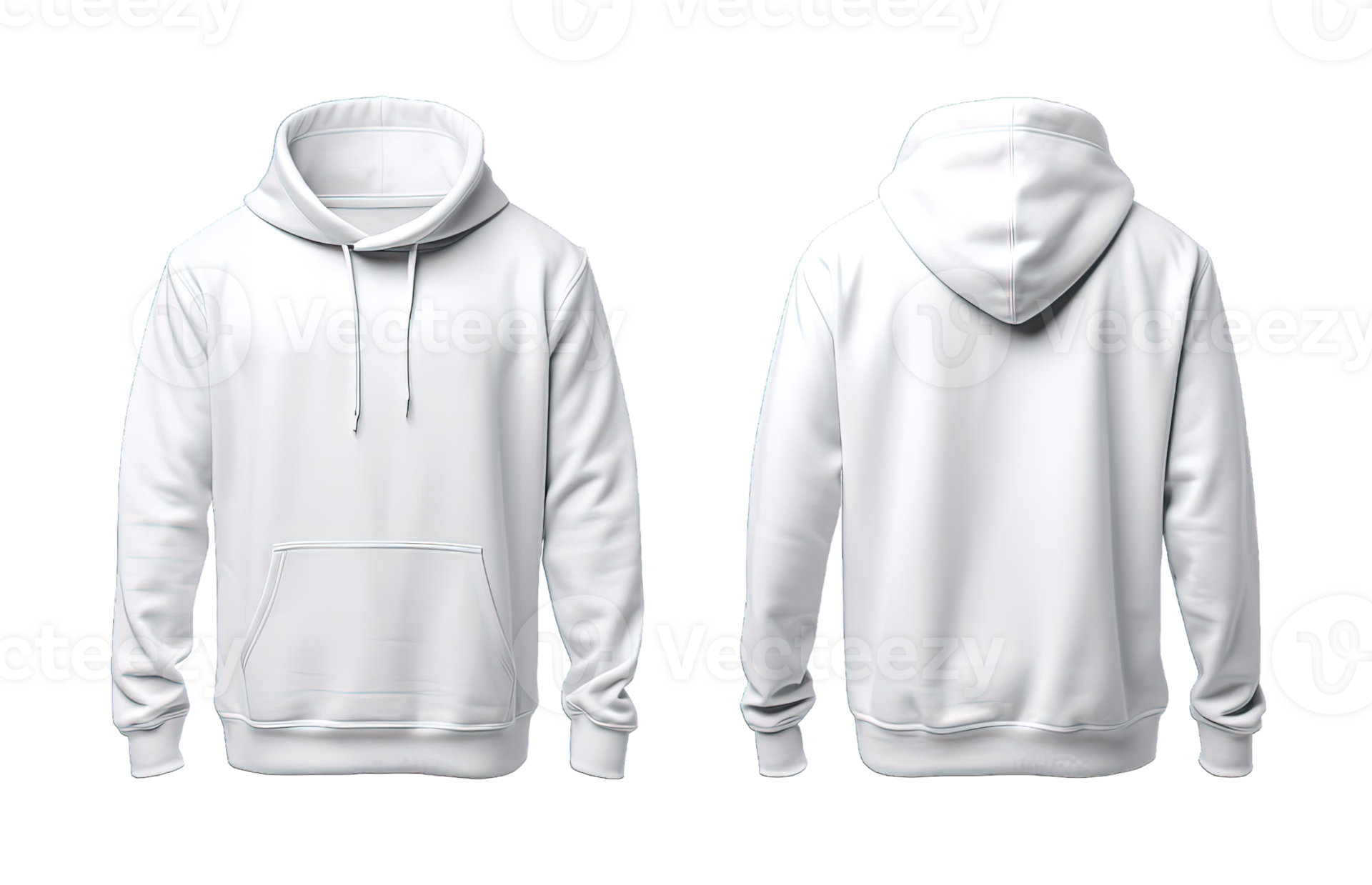 White hoodie front and back side mockup Template isolated on ...