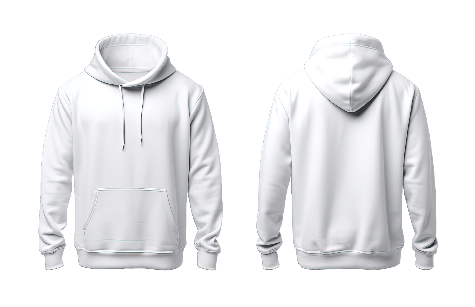 White hoodie front and back side mockup Template isolated on ...