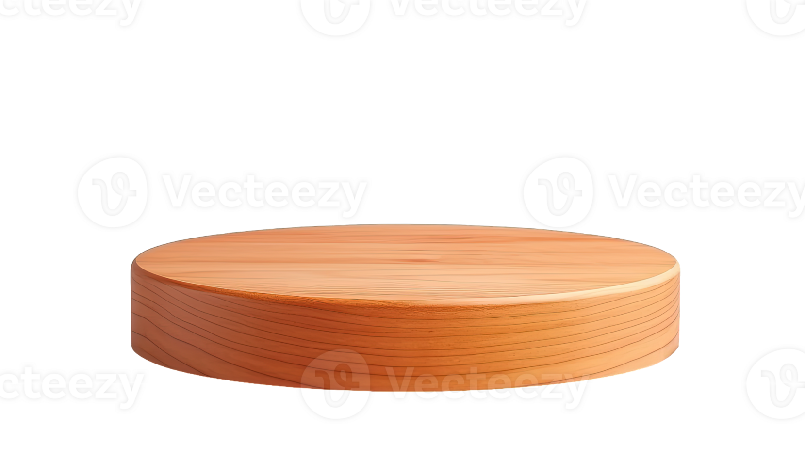 Empty Wooden round podium for product display presentation isolated on transparent background. PNG file, cut out. AI Generated