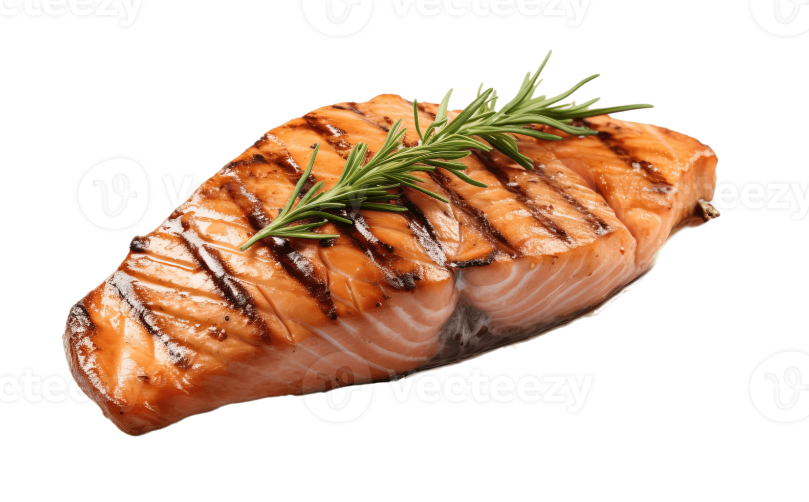 Salmon grilled roast steak isolated on transparent background. PNG file, cut out. AI Generated