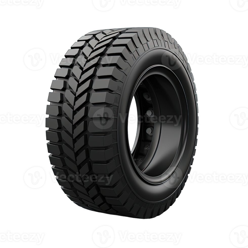 Black tire isolated on transparent background. PNG file, cut out. AI Generated