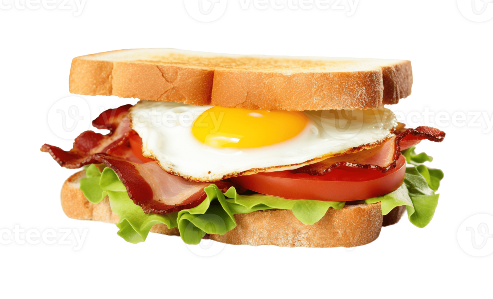 Sandwich with bacon, cheese and egg isolated on transparent background. PNG file, cut out. AI Generated