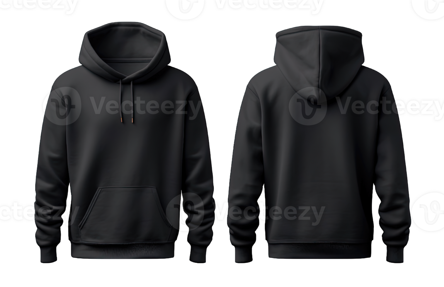 Black hoodie front and back side mockup Template isolated on ...