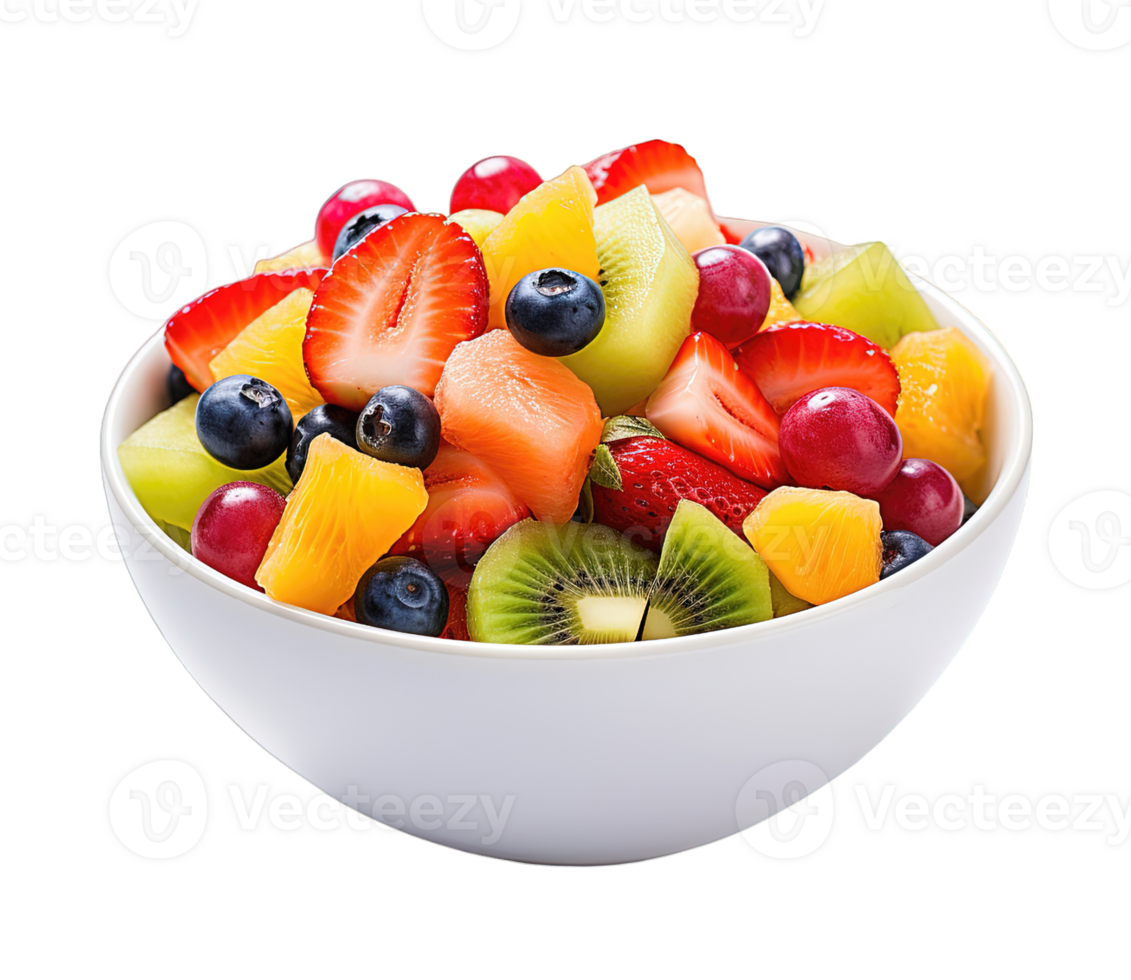 Fresh fruit salad isolated on transparent background. PNG file, cut out. AI Generated