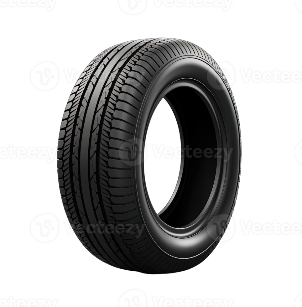 Black tire isolated on transparent background. PNG file, cut out. AI Generated