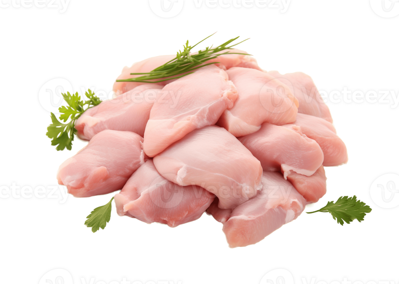 Raw chicken meat isolated on transparent background. PNG file, cut out. AI Generated