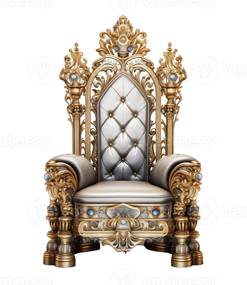 Royal throne isolated on transparent background. PNG file, cut out. AI Generated