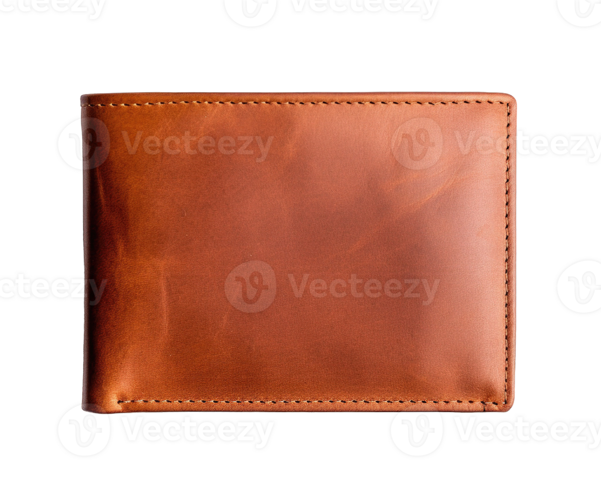 Brown leather wallet isolated on transparent background. PNG file, cut out. AI Generated