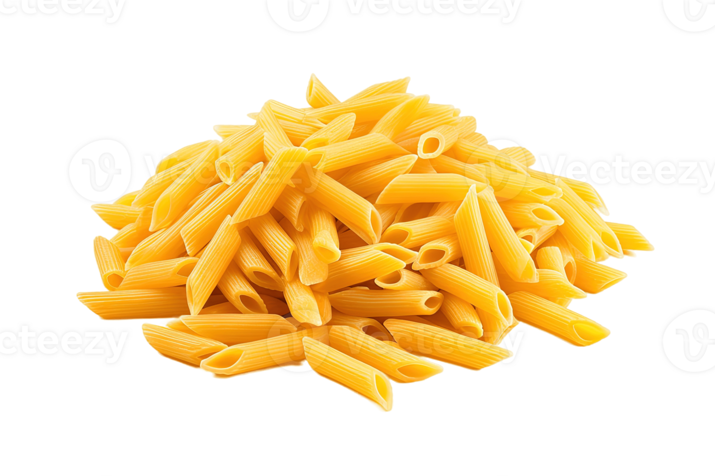 Penne rigate pasta isolated on transparent background. PNG file, cut out. AI Generated