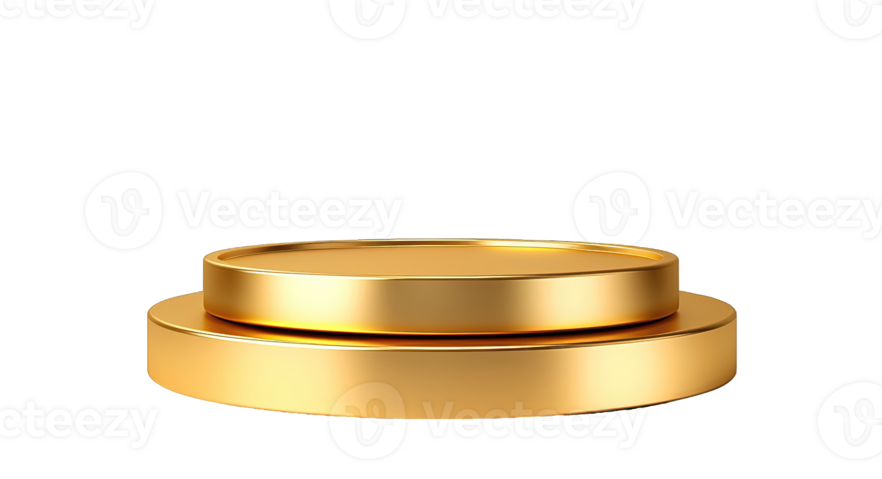 Empty gold round Podium for product display presentation isolated on transparent background. PNG file, cut out. AI Generated