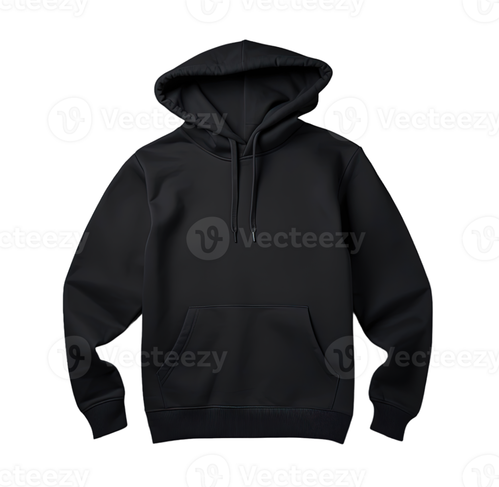 Black hoodie front side mockup Template isolated on transparent background. PNG file, cut out. AI Generated