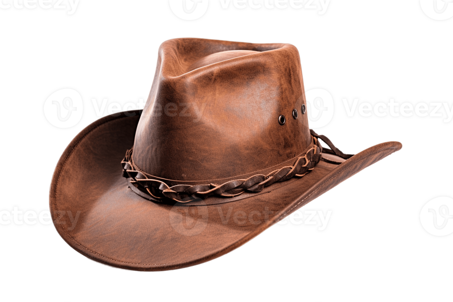 Marrone pelle cowboy cappello isolato su trasparente sfondo. png file, tagliare fuori. ai generato