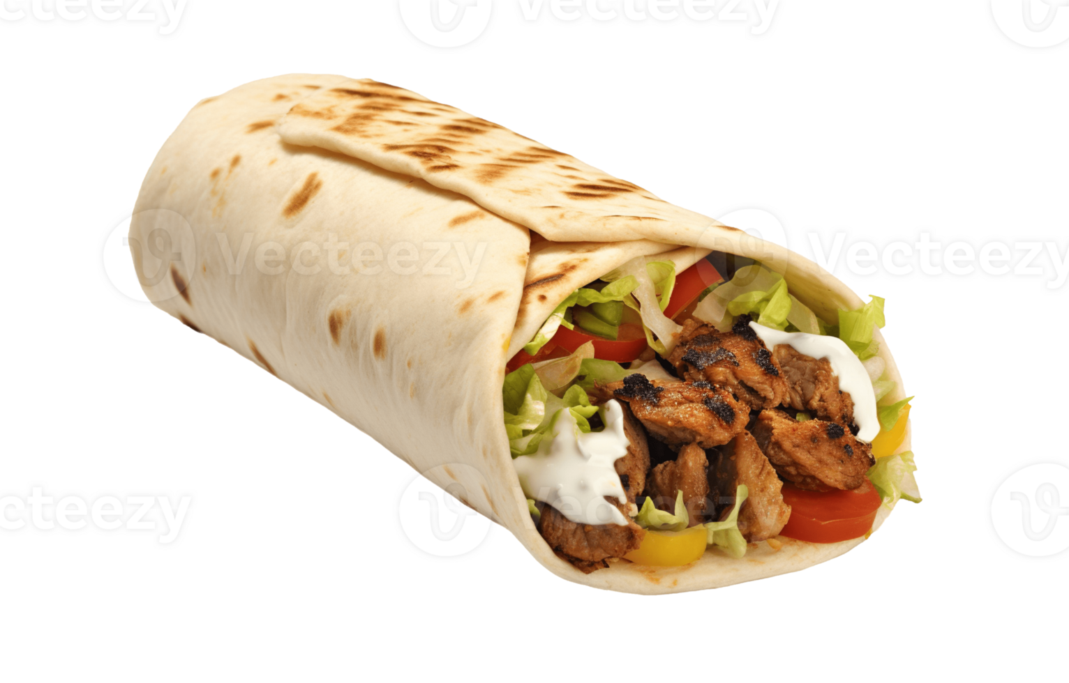 Shawarma isolated on transparent background. PNG file, cut out. AI Generated