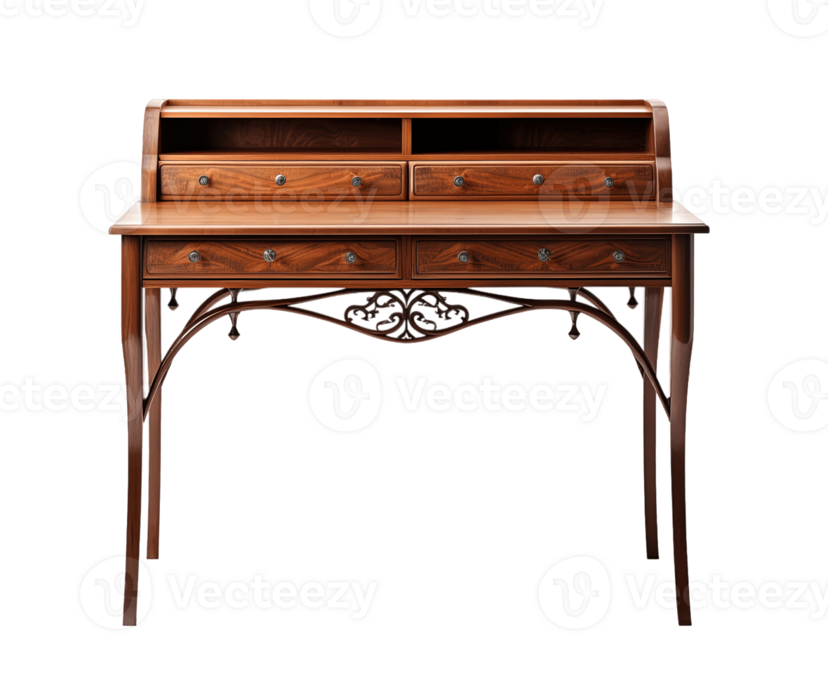 Writing desk isolated on transparent background. PNG file, cut out. AI Generated