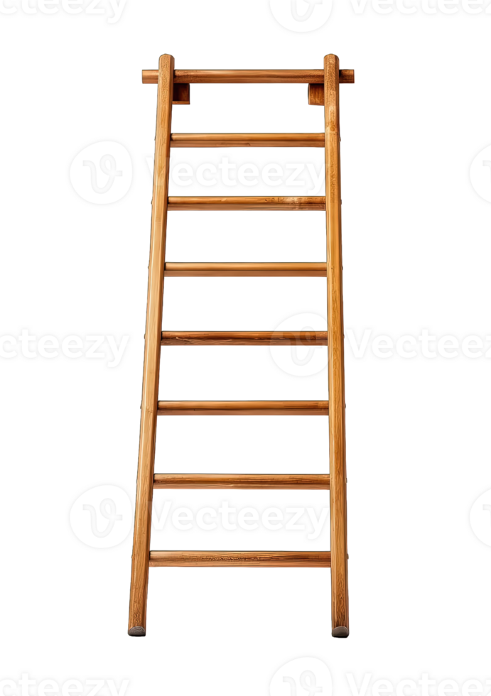 Wooden ladder isolated on transparent background. PNG file, cut out. AI Generated