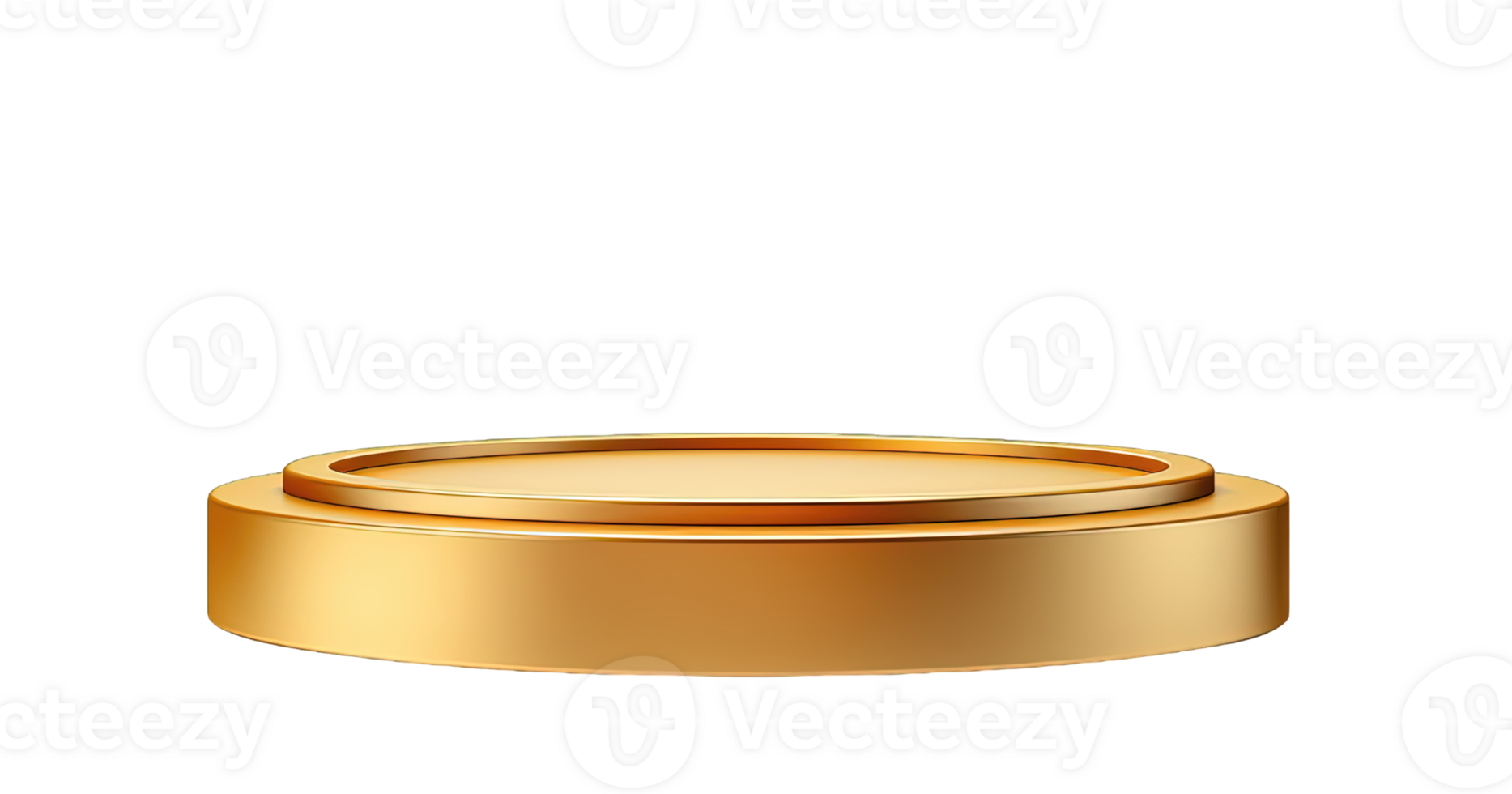 Empty gold round Podium for product display presentation isolated on transparent background. PNG file, cut out. AI Generated