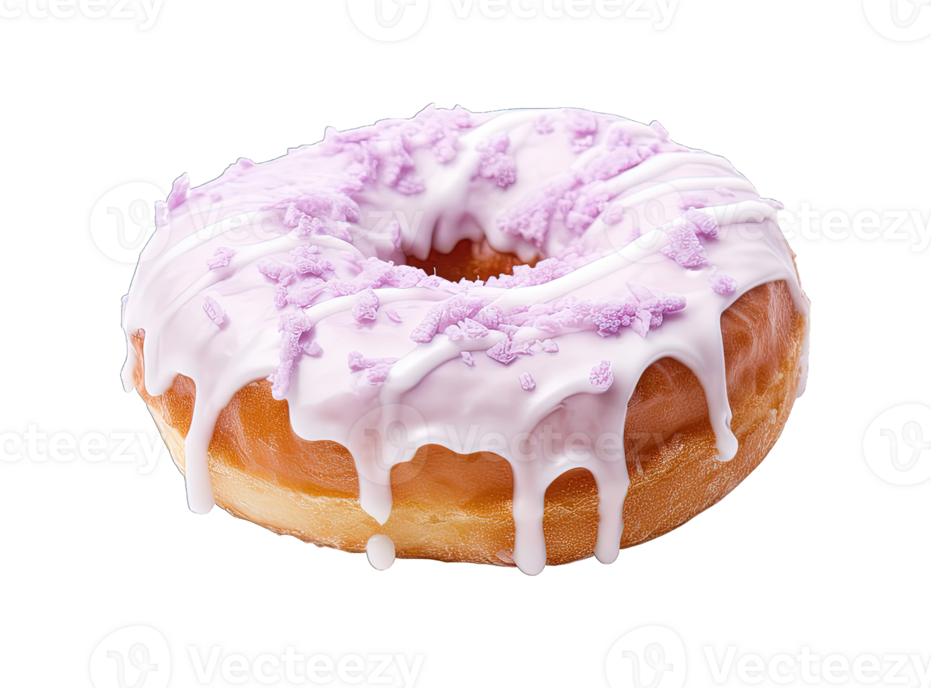 Taro donut isolated on transparent background. PNG file, cut out. AI Generated