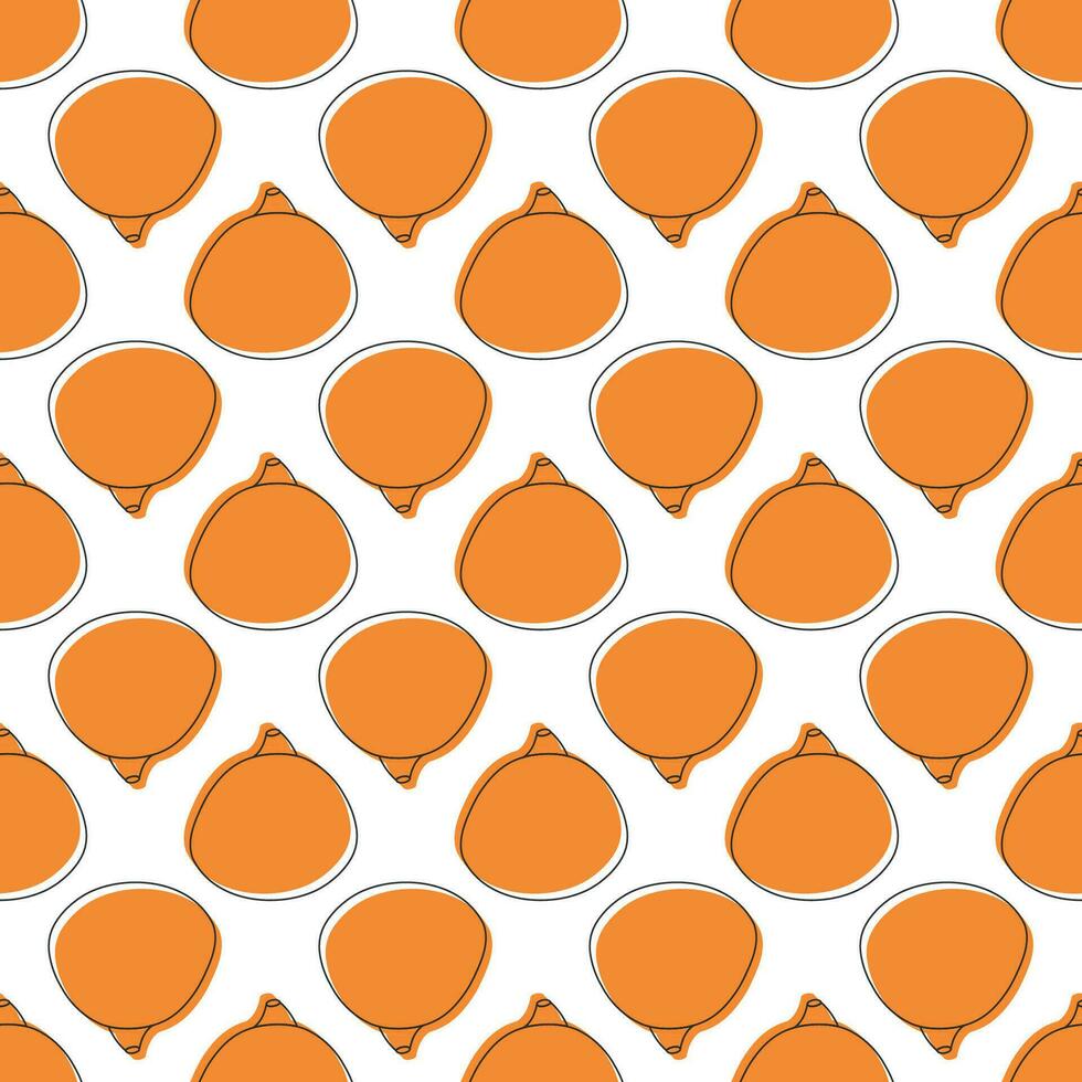 Happy halloween pattern for kids cards, posters, fabric, textile, wrapping. Cute hand drawn orange pumpkins with line. Vector