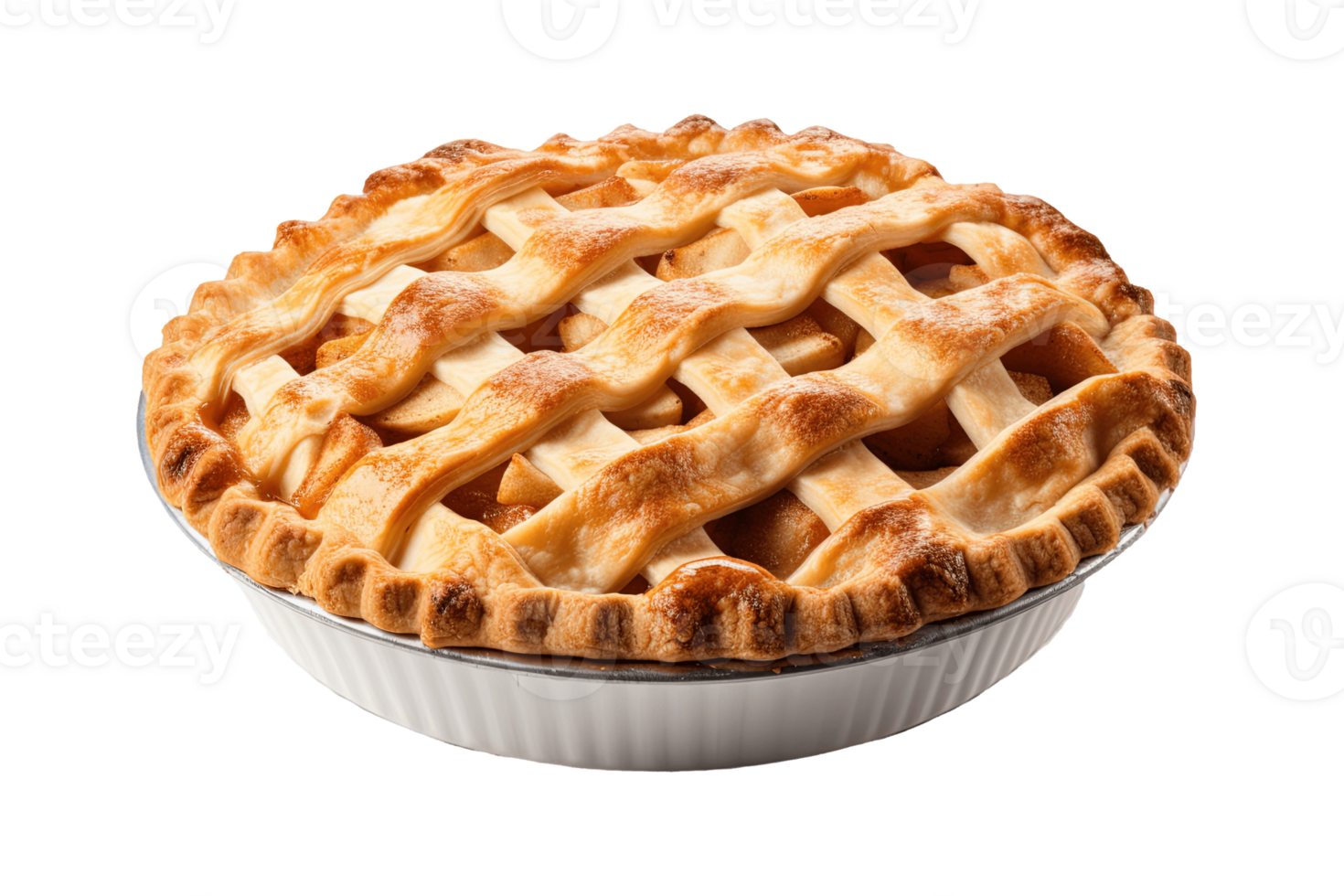 Apple pie isolated on transparent background. PNG file, cut out. AI Generated