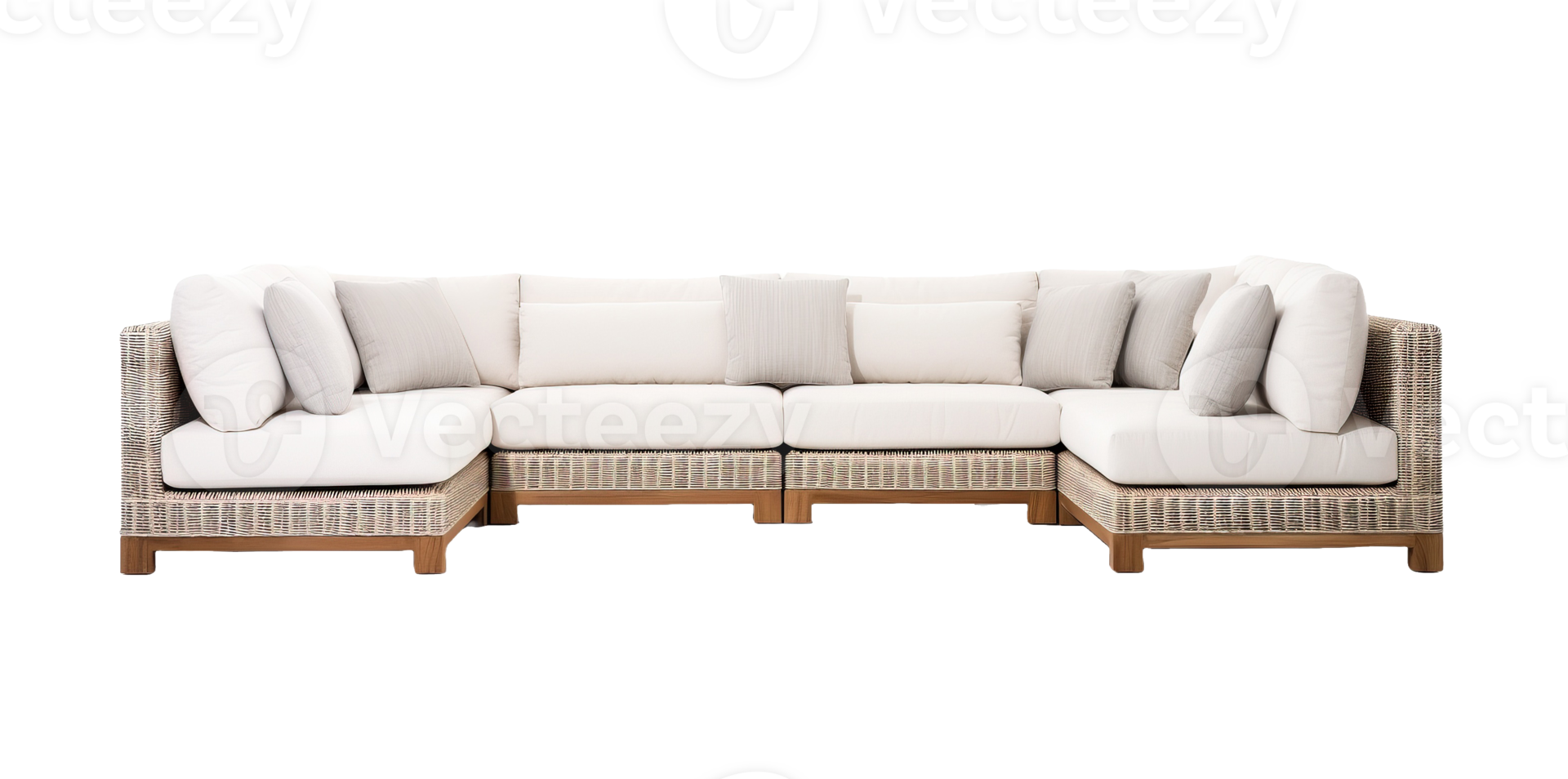 Outdoor sectional sofa isolated on transparent background. PNG file, cut out. AI Generated