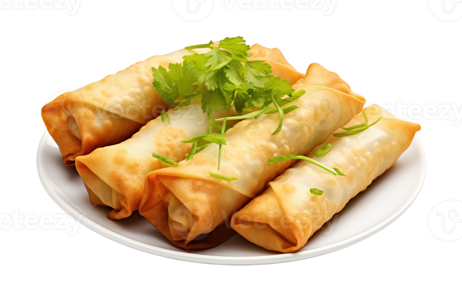 Spring rolls isolated on transparent background. PNG file, cut out. AI Generated