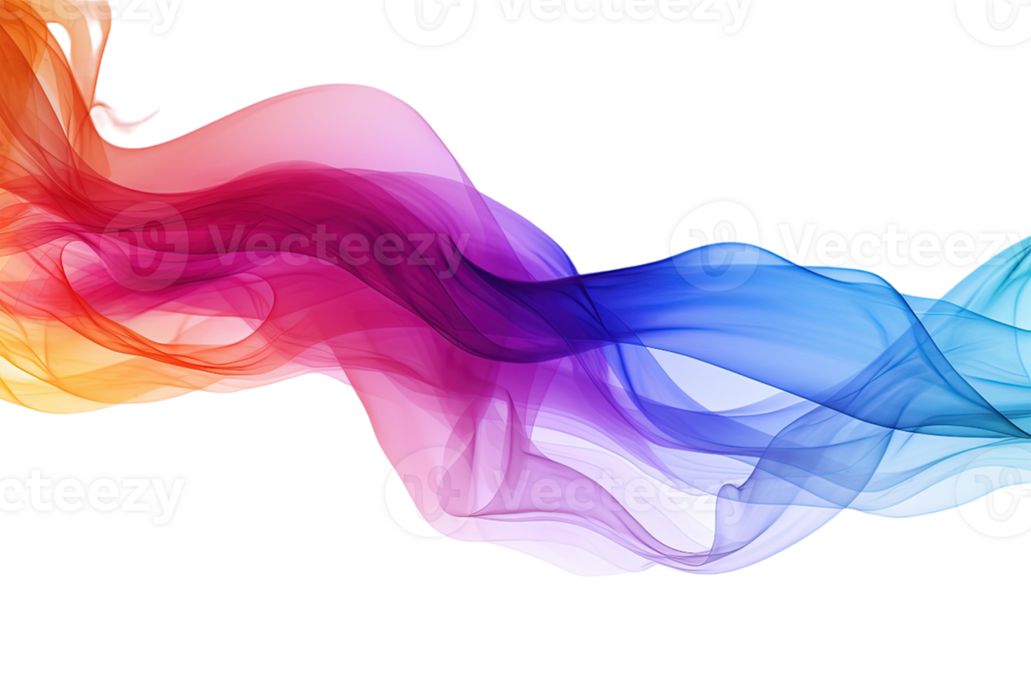 Colorful smoke isolated on transparent background. PNG file, cut out. AI Generated