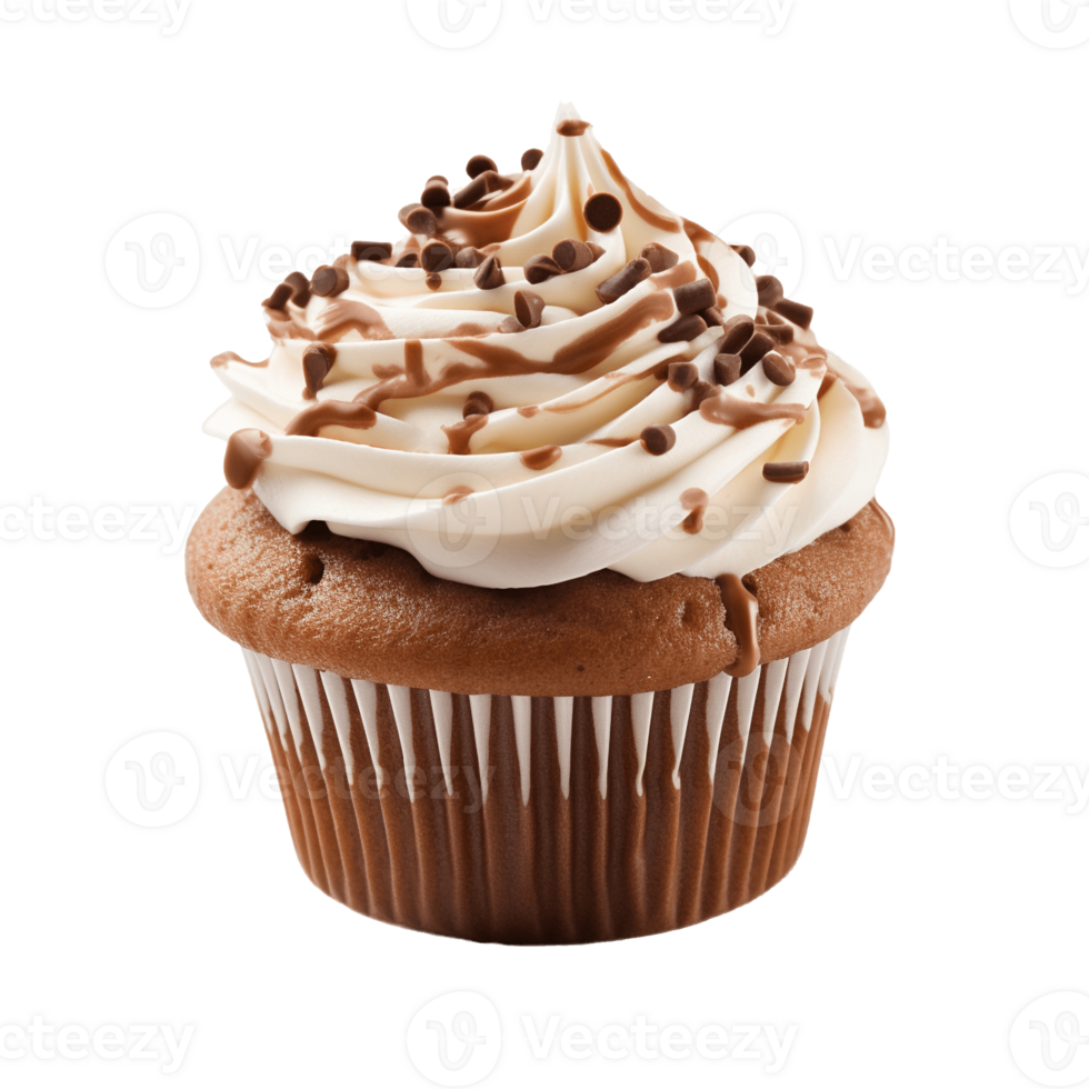 Cupcake isolated on transparent background. PNG file, cut out. AI Generated