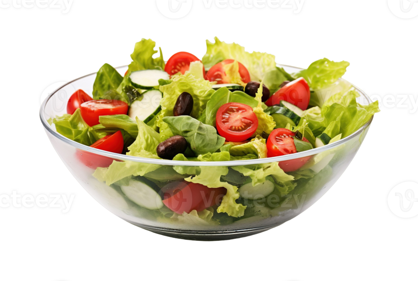 Fresh salad in a bowl isolated on transparent background. PNG file, cut out. AI Generated