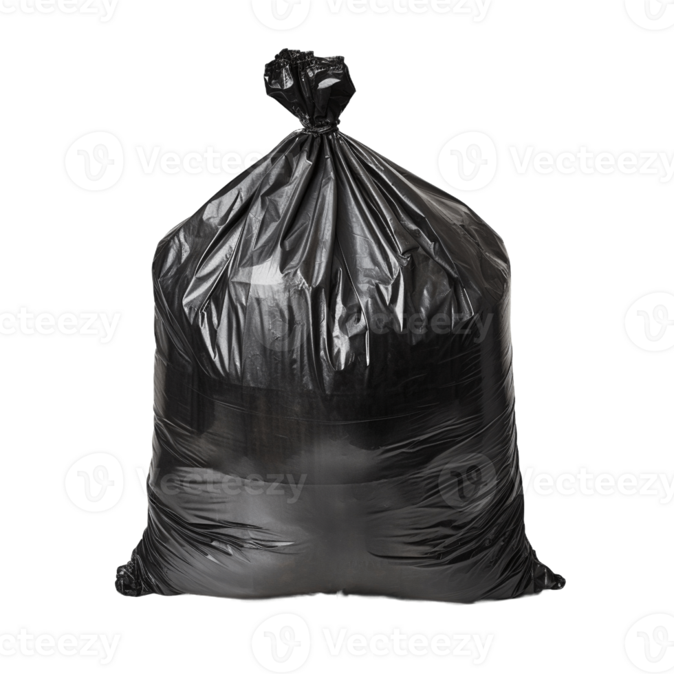 Black garbage bag isolated on transparent background. PNG file, cut out. AI Generated