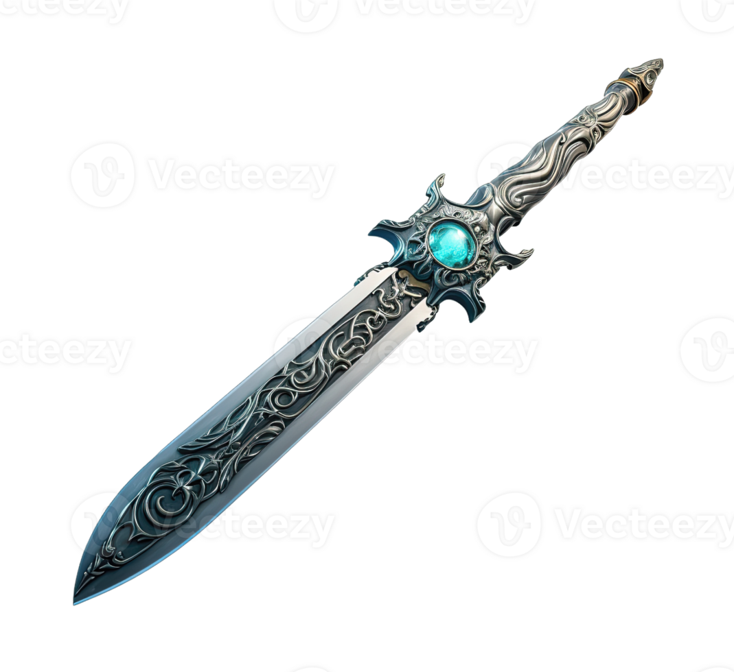 Fantasy sword isolated on transparent background. PNG file, cut out. AI Generated