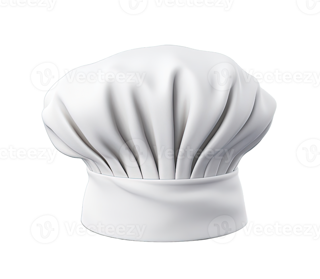 White chef hat isolated on transparent background. PNG file, cut out. AI Generated
