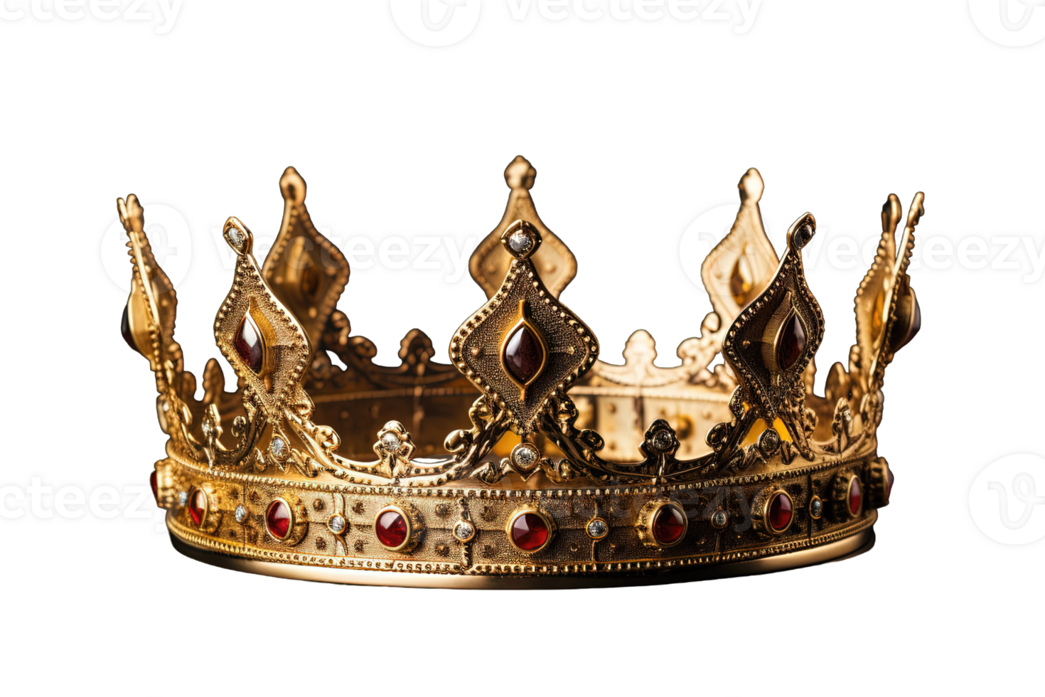 Gold crown isolated on transparent background. PNG file, cut out. AI Generated