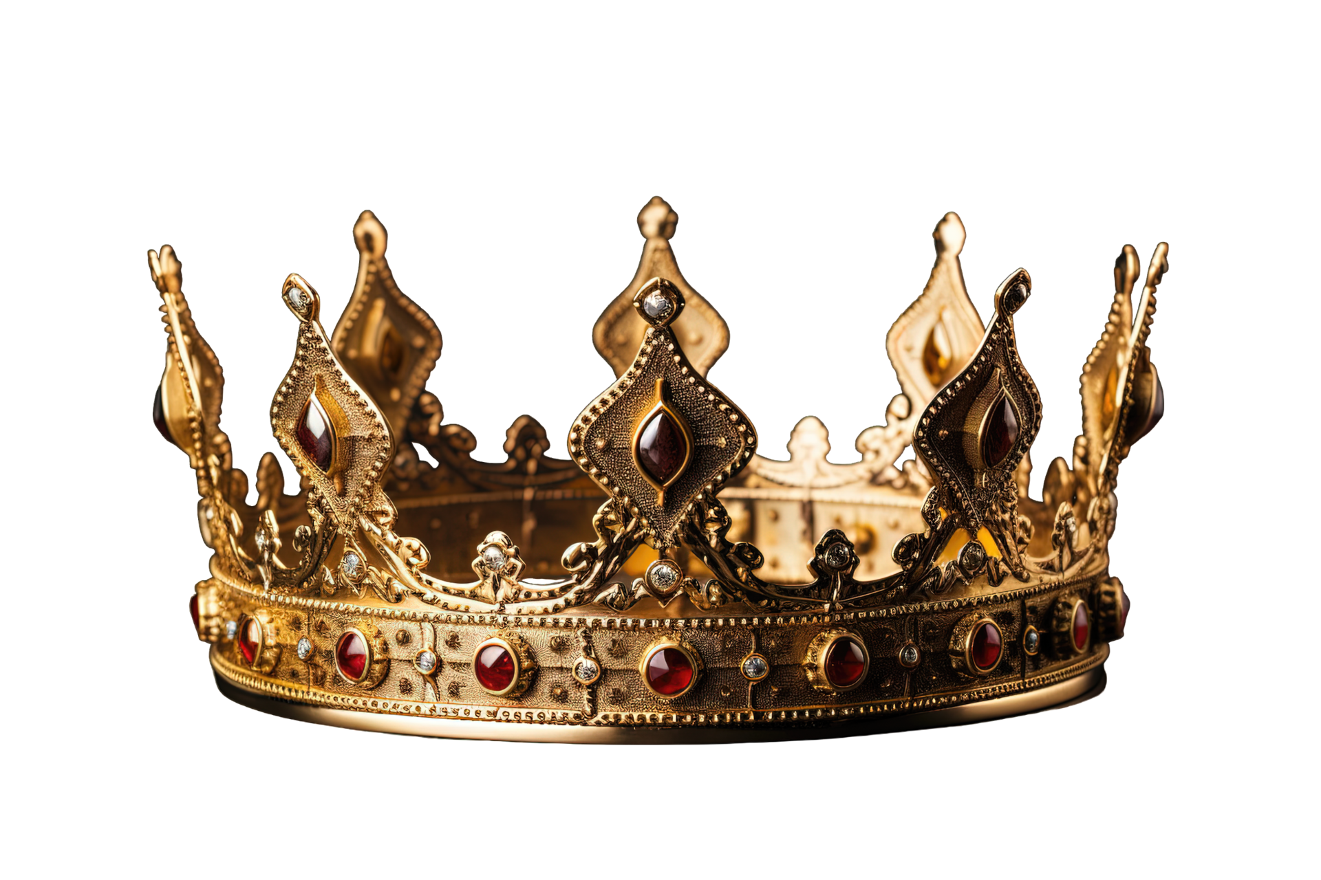 Gold crown isolated on transparent background png file cut out ai