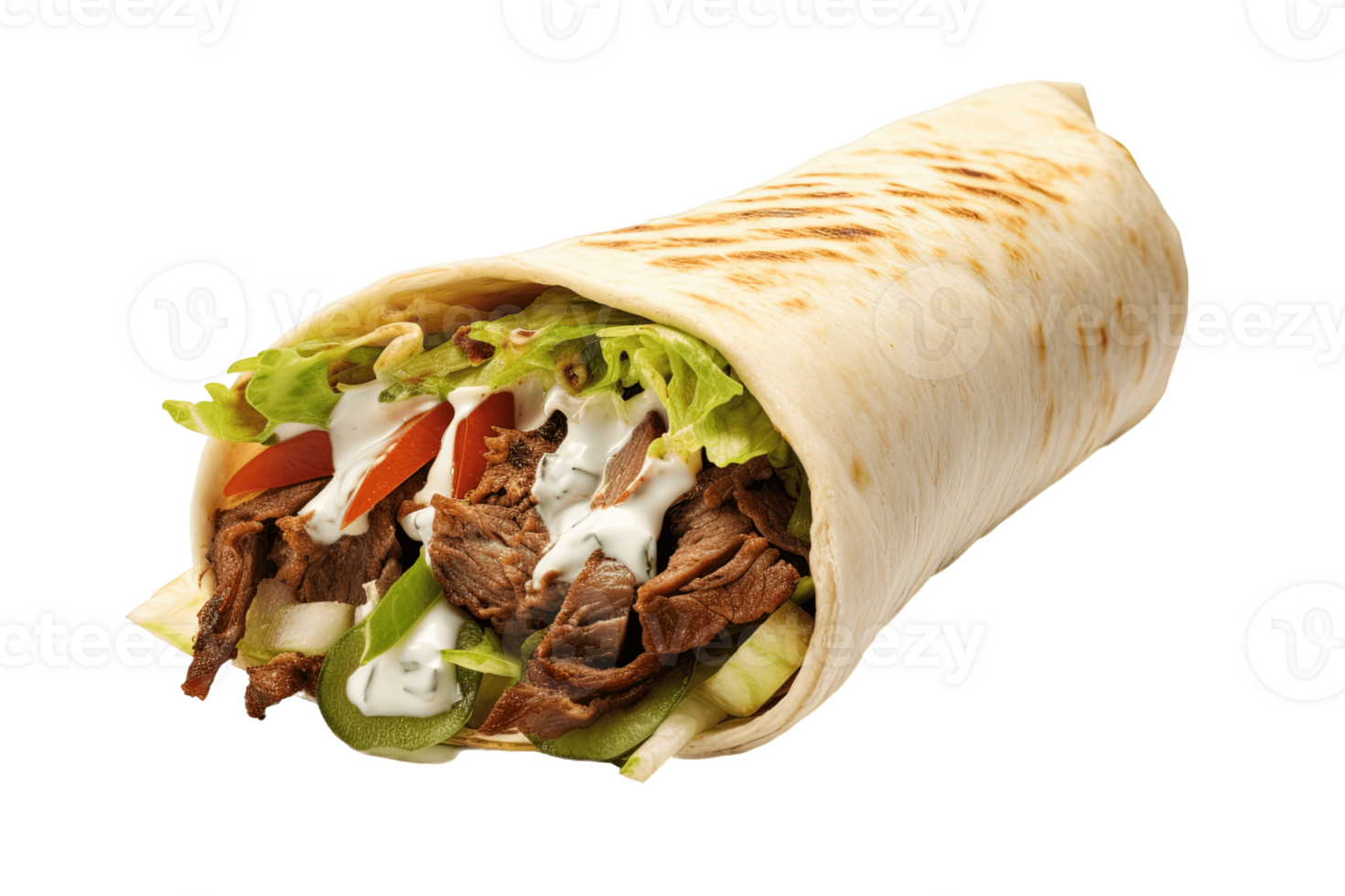 Shawarma isolated on transparent background. PNG file, cut out. AI Generated