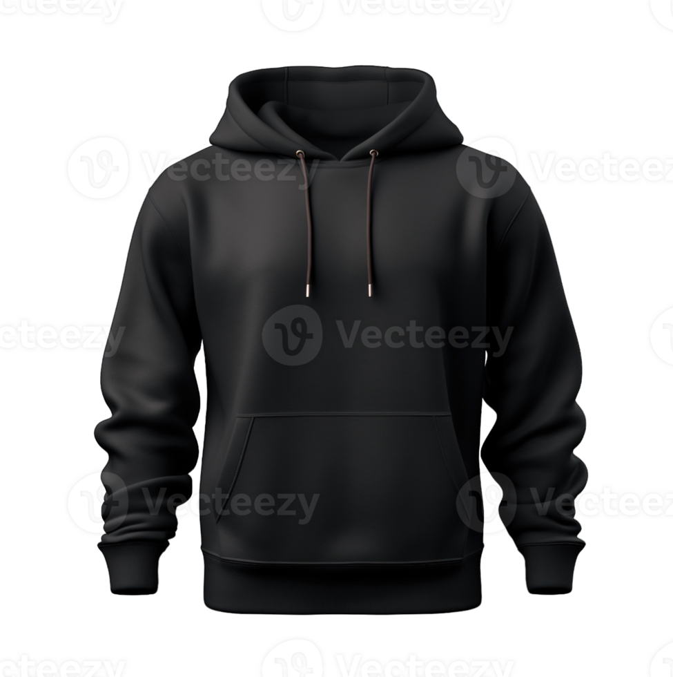 Black hoodie front side mockup Template isolated on transparent background. PNG file, cut out. AI Generated