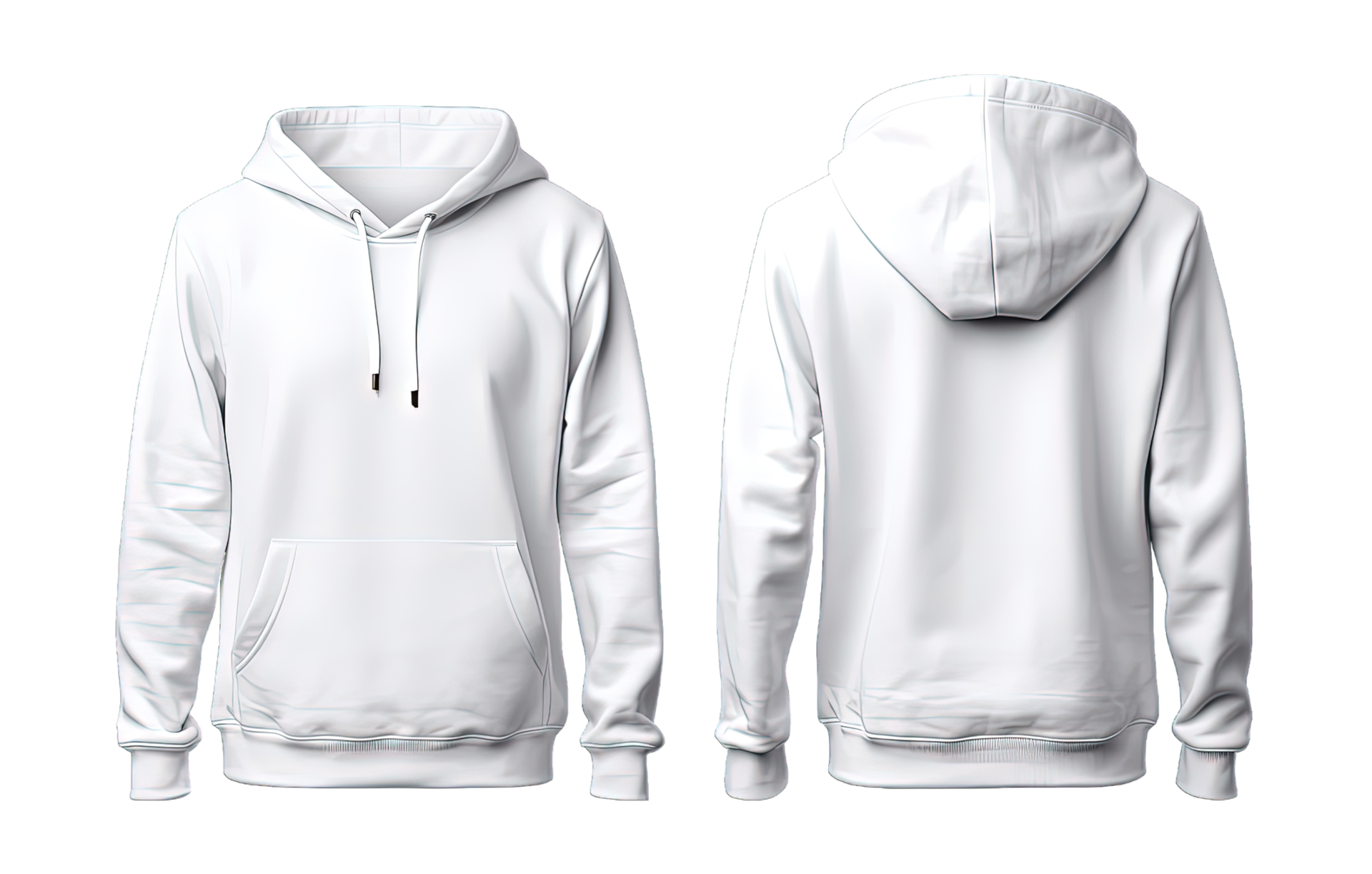 White hoodie front and back side mockup Template isolated on ...