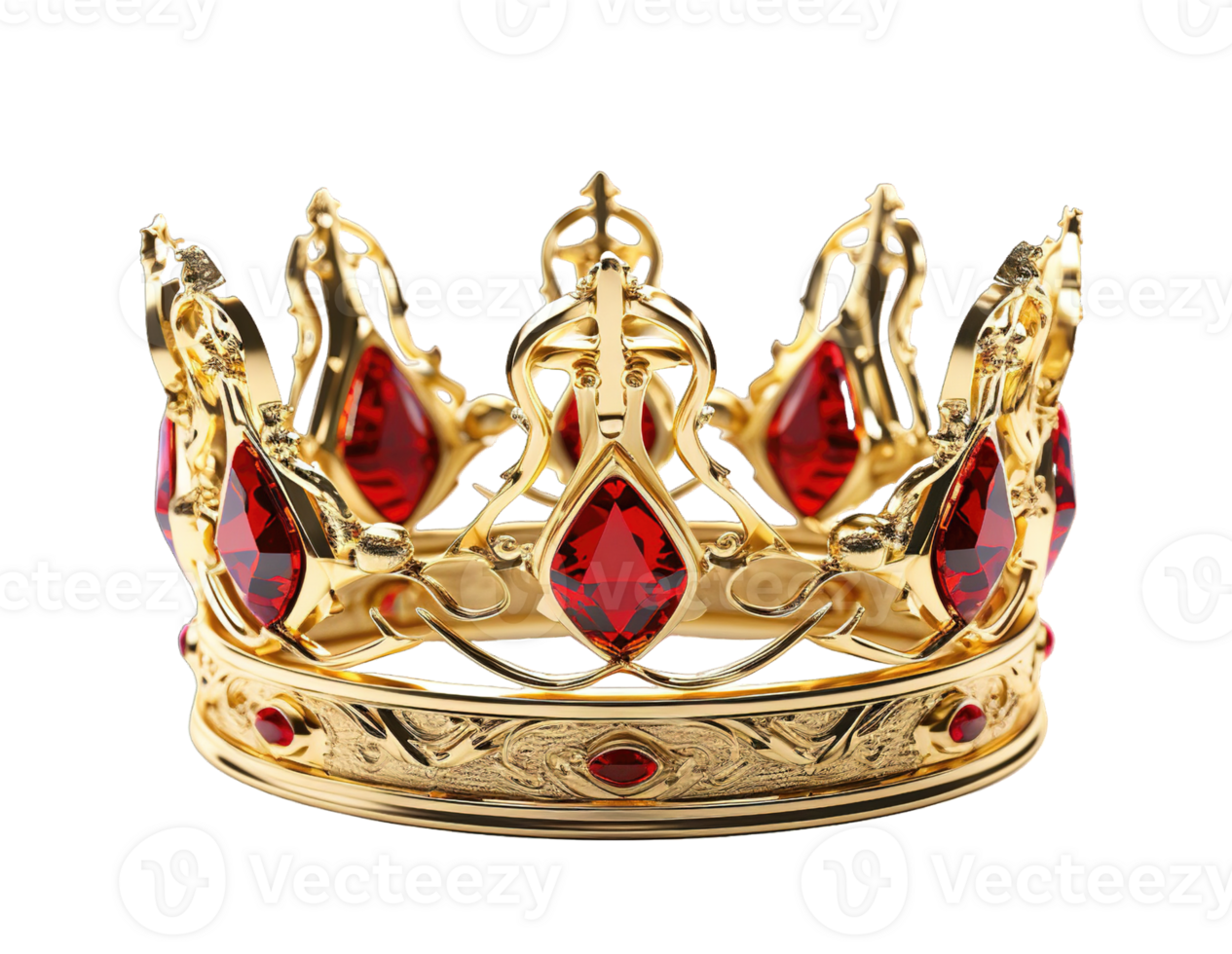 Gold crown isolated on transparent background. PNG file, cut out. AI Generated