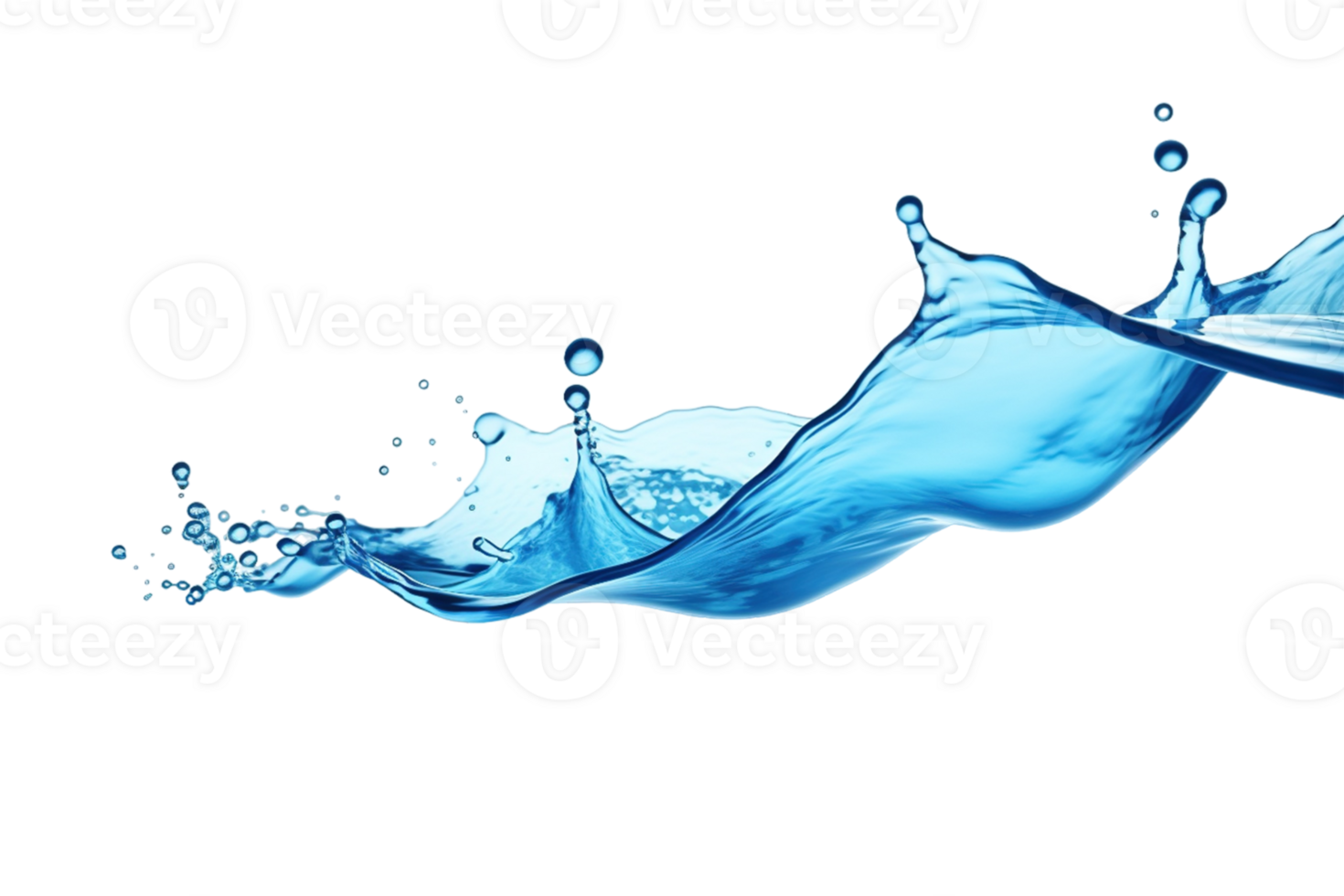 Water Splash, spill puddle and droplets isolated on transparent background. PNG file, cut out. AI Generated