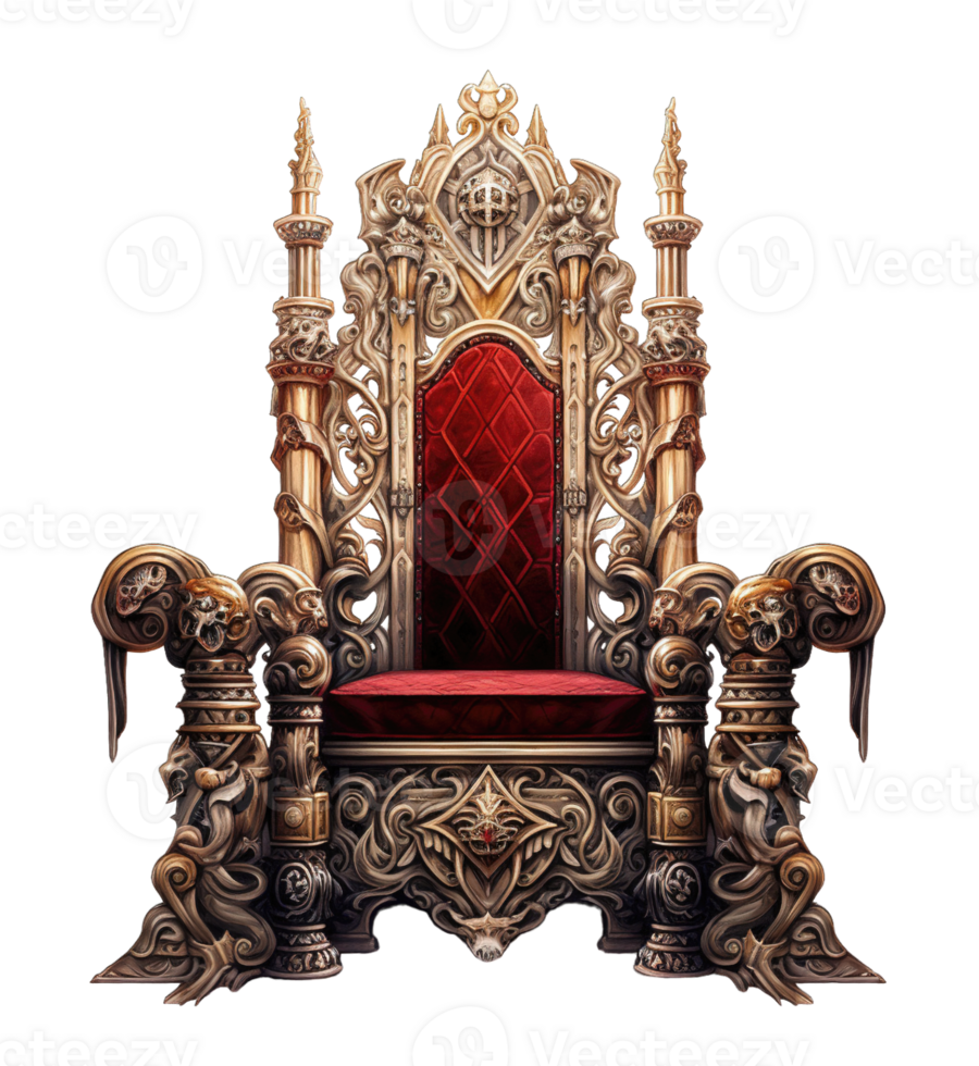 Royal throne isolated on transparent background. PNG file, cut out. AI Generated