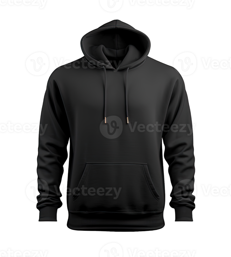 Black hoodie front side mockup Template isolated on transparent background. PNG file, cut out. AI Generated