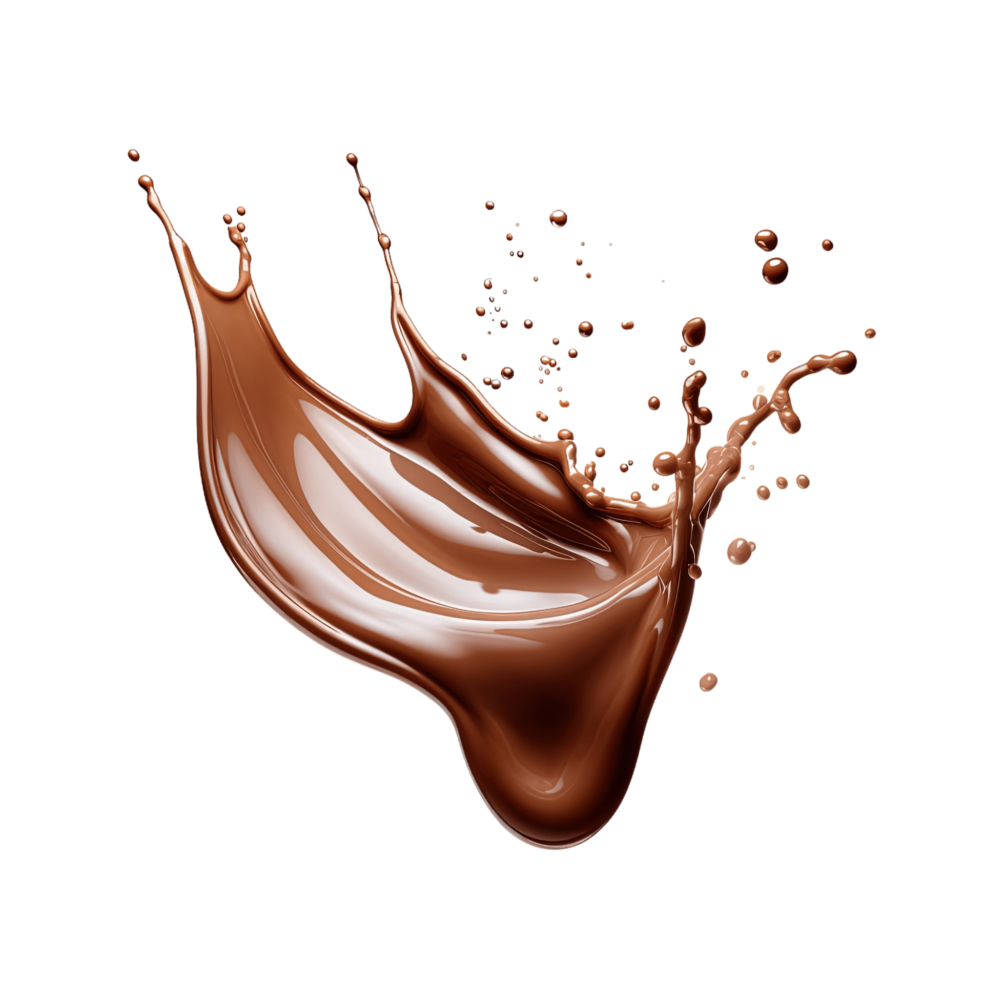 Chocolate splash isolated on transparent background png file cut out