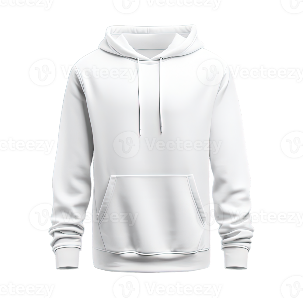 White hoodie front side mockup Template isolated on transparent background. PNG file, cut out. AI Generated