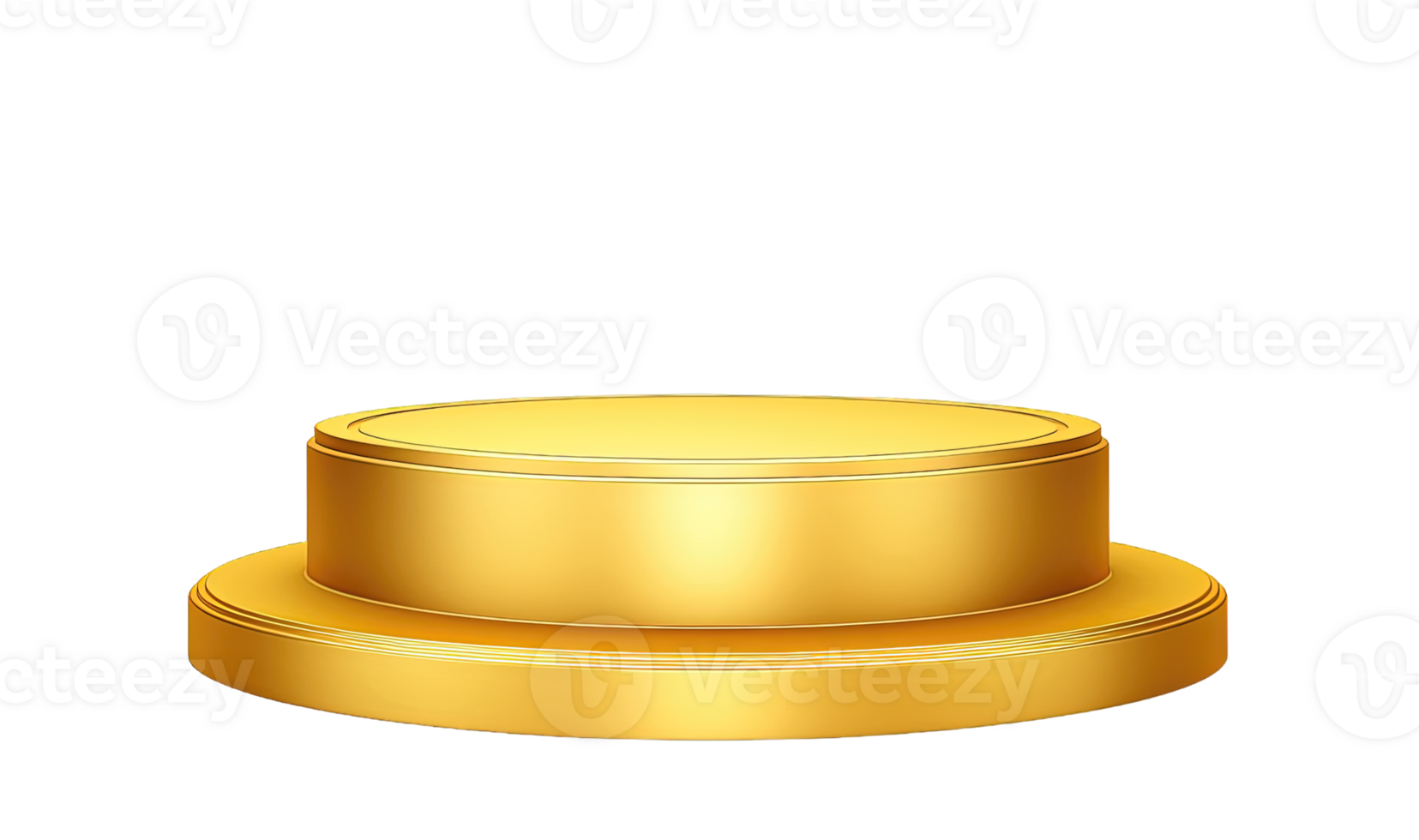 Empty gold round Podium for product display presentation isolated on transparent background. PNG file, cut out. AI Generated