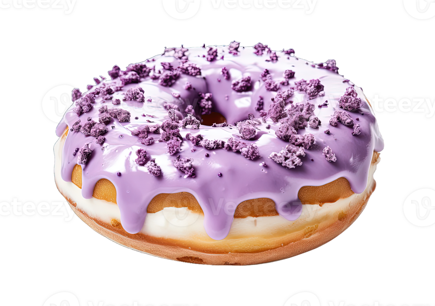 Taro donut isolated on transparent background. PNG file, cut out. AI Generated