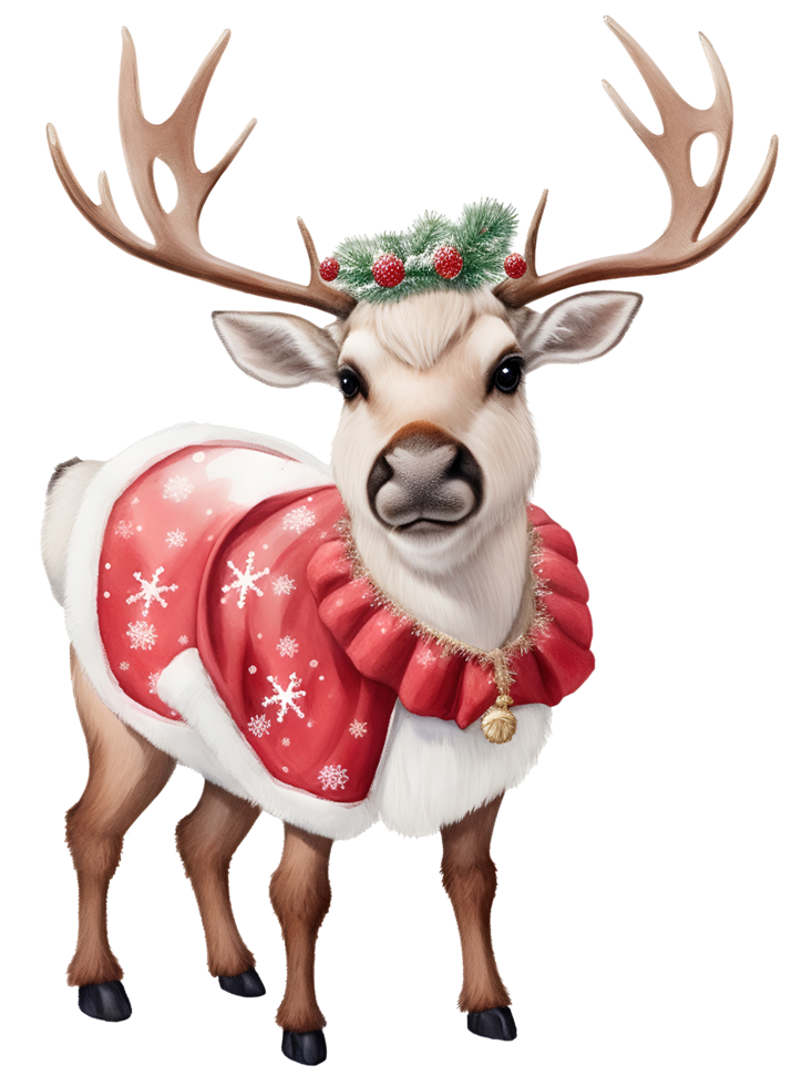 Christmas reindeer isolated. Watercolor illustration. AI Generative png