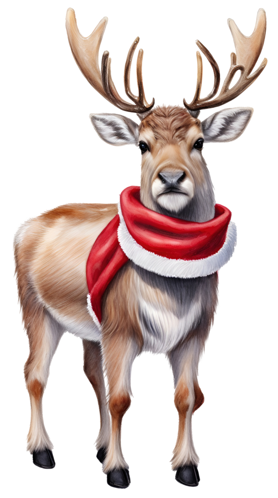 Christmas reindeer isolated. Watercolor illustration. AI Generative png