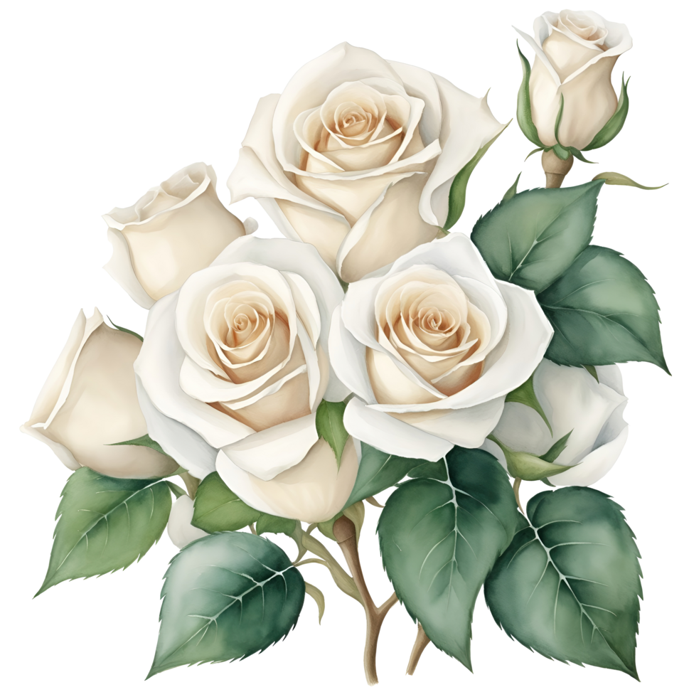 Watercolor illustration of rose flower. AI Generative. 32325645 PNG