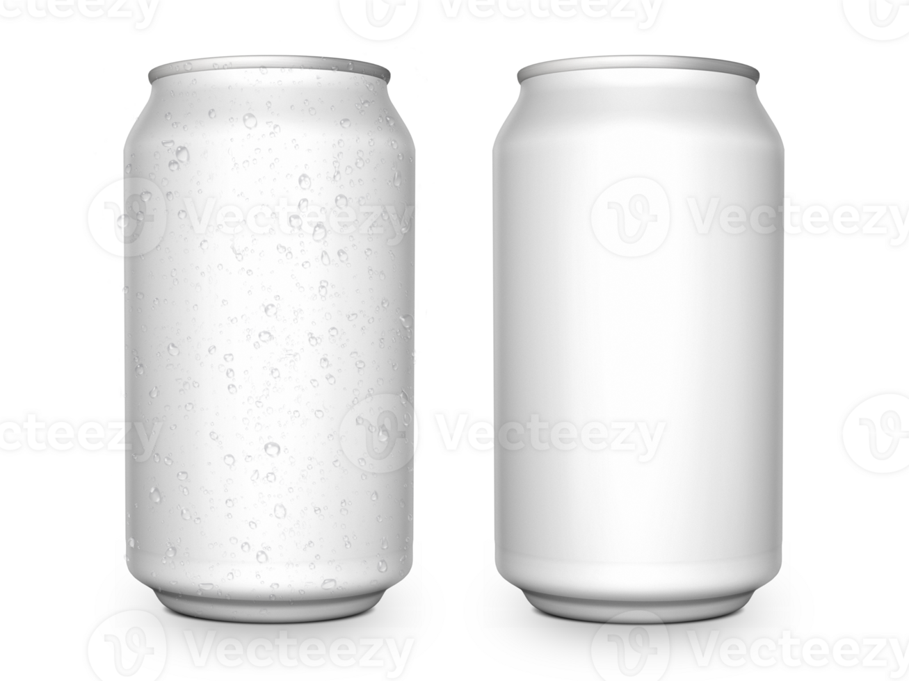 Aluminium cans with water drops. soda, lemonade, juice, energy drink mockups, transparent background png